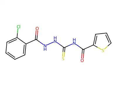 2-chloro-N-({[(thiophen-2-yl)formamido]methanethioyl}amino)benzamide structure