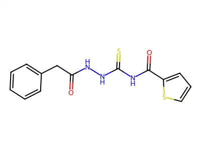 N-[[(2-phenylacetyl)amino]carbamothioyl]thiophene-2-carboxamide structure