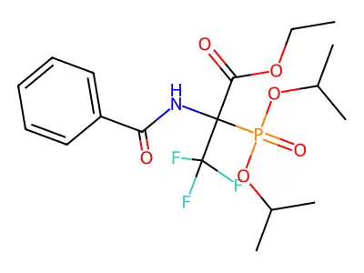 Ethyl 2-(benzoylamino)-2-(diisopropoxyphosphoryl)-3,3,3-trifluoropropanoate structure
