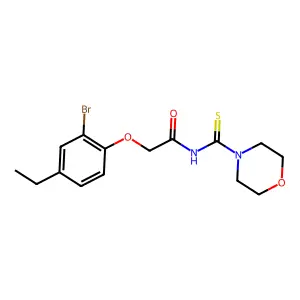 2-(2-bromo-4-ethylphenoxy)-N-(morpholine-4-carbothioyl)acetamide structure
