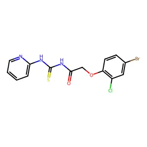 2-(4-bromo-2-chlorophenoxy)-N-(pyridin-2-ylcarbamothioyl)acetamide structure