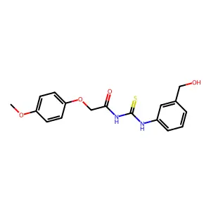 N-[[3-(hydroxymethyl)phenyl]carbamothioyl]-2-(4-methoxyphenoxy)acetamide structure