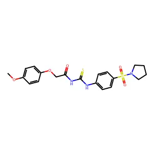 2-(4-methoxyphenoxy)-N-[(4-pyrrolidin-1-ylsulfonylphenyl)carbamothioyl]acetamide structure