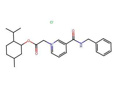 2-isopropyl-5-methylcyclohexyl 2-{3-[(benzylamino)carbonyl]pyridinium-1-yl}acetate chloride structure