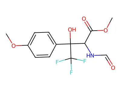 Methyl 4,4,4-trifluoro-2-(formylamino)-3-hydroxy-3-(4-methoxyphenyl)butanoate structure