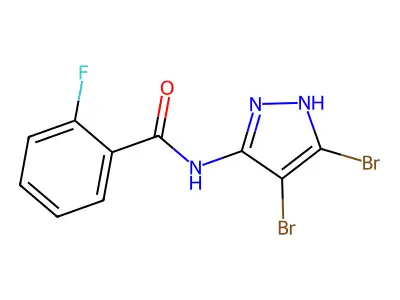 N-(3,4-dibromo-1H-pyrazol-5-yl)-2-fluorobenzamide structure