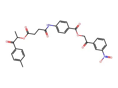 2-(3-nitrophenyl)-2-oxoethyl 4-[(4-{[1-(4-methylphenyl)-1-oxopropan-2-yl]oxy}-4-oxobutanoyl)amino]benzoate structure