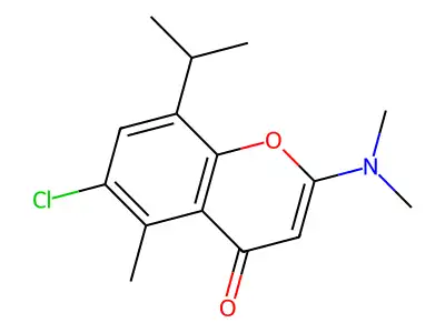 4H-1-Benzopyran-4-one, 6-chloro-2-(dimethylamino)-5-methyl-8-(1-methylethyl)- structure