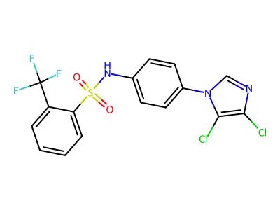 N1-[4-(4,5-dichloro-1H-imidazol-1-yl)phenyl]-2-(trifluoromethyl)benzene-1-sulphonamide structure