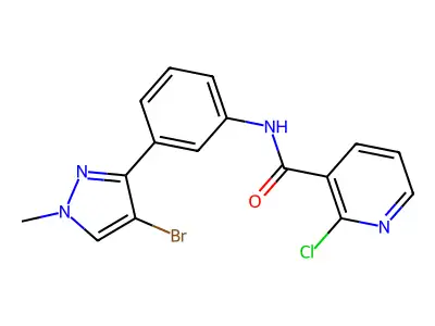 N3-[3-(4-bromo-1-methyl-1H-pyrazol-3-yl)phenyl]-2-chloronicotinamide structure