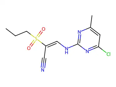 3-[(4-Chloro-6-methylpyrimidin-2-yl)amino]-2-(propylsulfonyl)acrylonitrile structure