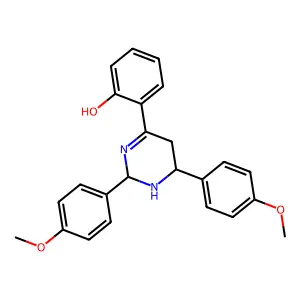 6-[2,6-bis(4-methoxyphenyl)-1,3-diazinan-4-ylidene]cyclohexa-2,4-dien-1-one structure