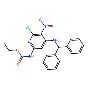 ethyl N-[4-(benzhydrylamino)-6-chloro-5-nitro-2-pyridyl]carbamate structure