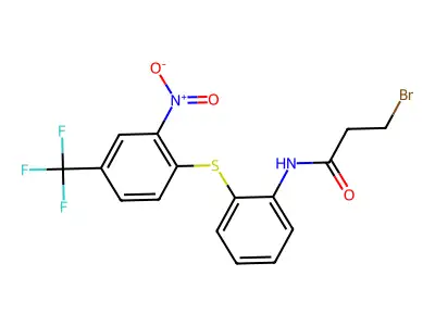 N1-(2-{[2-nitro-4-(trifluoromethyl)phenyl]thio}phenyl)-3-bromopropanamide structure