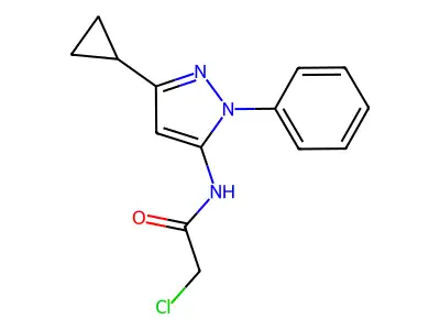 2-chloro-N-(3-cyclopropyl-1-phenyl-1H-pyrazol-5-yl)acetamide structure