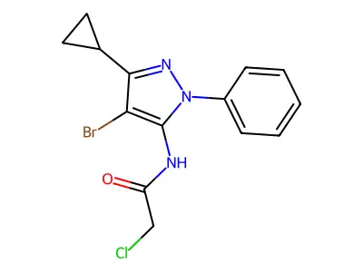 N1-(4-bromo-3-cyclopropyl-1-phenyl-1H-pyrazol-5-yl)-2-chloroacetamide structure