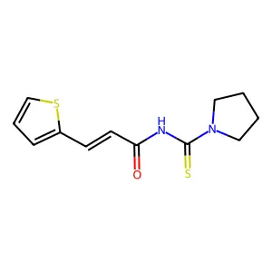 (2E)-N-(pyrrolidin-1-ylcarbonothioyl)-3-(thiophen-2-yl)prop-2-enamide structure