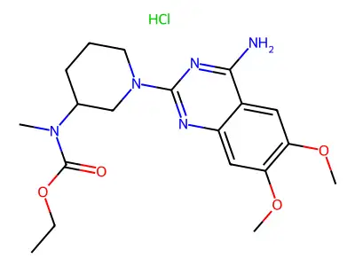 Ethyl (1-(4-amino-6,7-dimethoxyquinazolin-2-yl)-3-piperidinyl)methylcarbamate hydrochloride structure