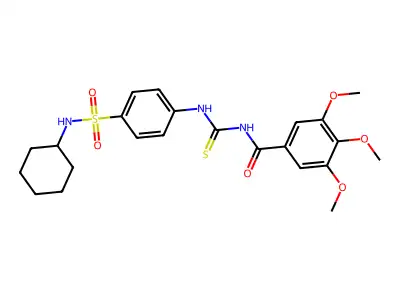 N-[[4-(cyclohexylsulfamoyl)phenyl]carbamothioyl]-3,4,5-trimethoxybenzamide structure