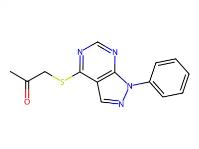 2-Propanone, 1-[(1-phenyl-1H-pyrazolo[3,4-d]pyrimidin-4-yl)thio]- structure