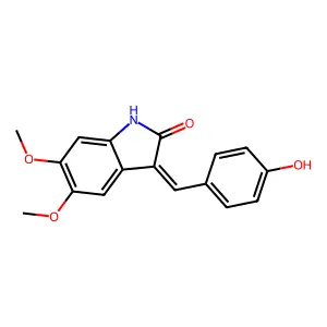 (3Z)-3-[(4-hydroxyphenyl)methylidene]-5,6-dimethoxy-1H-indol-2-one structure