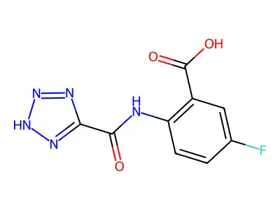 5-fluoro-2-(2H-tetrazole-5-carbonylamino)benzoic acid structure