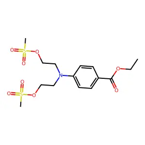Benzoic acid, 4-[bis[2-[(methylsulfonyl)oxy]ethyl]amino]-, ethyl ester structure