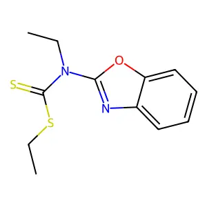 ethyl N-(1,3-benzoxazol-2-yl)-N-ethylcarbamodithioate structure