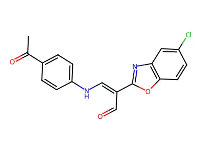 3-(4-Acetylanilino)-2-(5-chloro-1,3-benzoxazol-2-yl)prop-2-enal structure