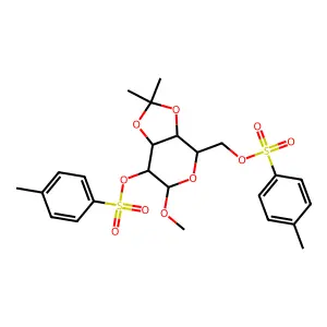 [6-methoxy-2,2-dimethyl-7-(4-methylphenyl)sulfonyloxy-4,6,7,7a-tetrahydro-3aH-[1,3]dioxolo[4,5-c]pyran-4-yl]methyl 4-methylbenzenesulfonate structure
