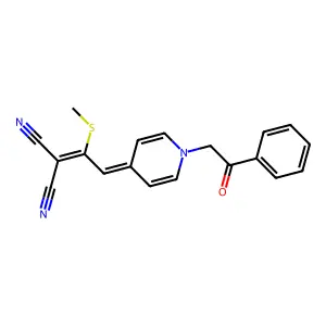 2-[1-Methylsulfanyl-2-(1-phenacylpyridin-4-ylidene)ethylidene]propanedinitrile structure