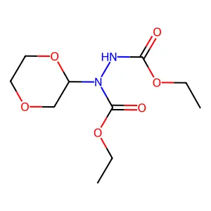 Diethyl 1-(1,4-dioxan-2-yl)hydrazine-1,2-dicarboxylate structure