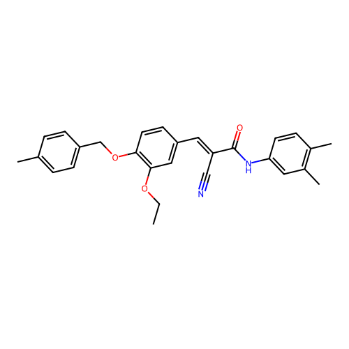 (E)-2-cyano-N-(3,4-dimethylphenyl)-3-[3-ethoxy-4-[(4-methylphenyl)methoxy]phenyl]prop-2-enamide structure