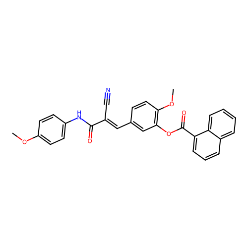 [5-[(E)-2-cyano-3-(4-methoxyanilino)-3-oxoprop-1-enyl]-2-methoxyphenyl] naphthalene-1-carboxylate structure