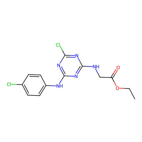 ethyl N-{4-chloro-6-[(4-chlorophenyl)amino]-1,3,5-triazin-2-yl}glycinate structure