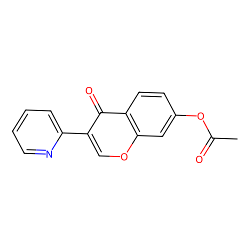 4-oxo-3-(pyridin-2-yl)-4H-chromen-7-yl acetate structure