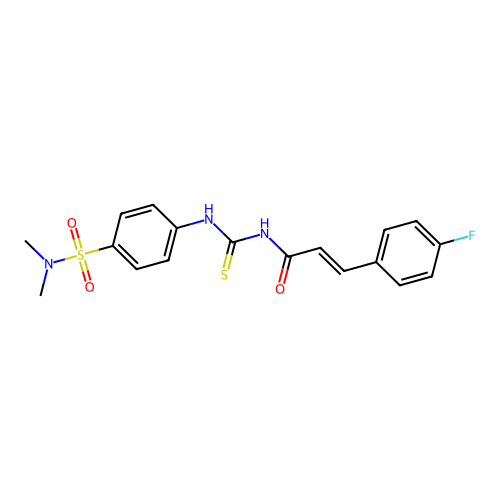 N-[({4-[(dimethylamino)sulfonyl]phenyl}amino)carbonothioyl]-3-(4-fluorophenyl)acrylamide structure