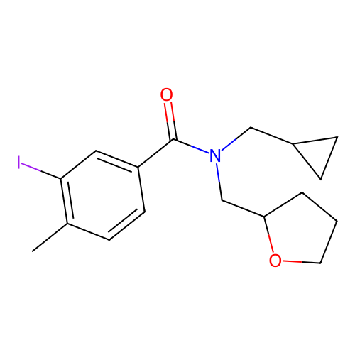 N-(cyclopropylmethyl)-3-iodo-4-methyl-N-(tetrahydro-2-furanylmethyl)benzamide structure