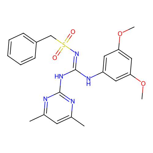 2-Benzylsulfonyl-1-(3,5-dimethoxyphenyl)-3-(4,6-dimethylpyrimidin-2-yl)guanidine structure