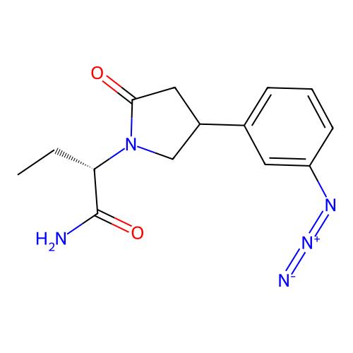 (2S)-2-[4-(3-azidophenyl)-2-oxopyrrolidin-1-yl]butanamide structure