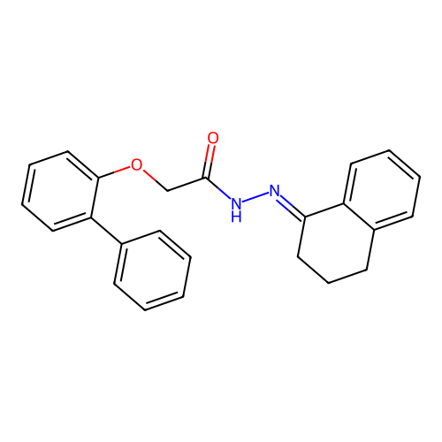 2-(biphenyl-2-yloxy)-N'-[(1E)-3,4-dihydronaphthalen-1(2H)-ylidene]acetohydrazide structure