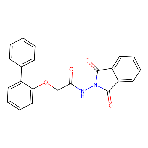 2-(biphenyl-2-yloxy)-N-(1,3-dioxo-1,3-dihydro-2H-isoindol-2-yl)acetamide structure