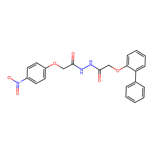 2-(biphenyl-2-yloxy)-N'-[(4-nitrophenoxy)acetyl]acetohydrazide structure