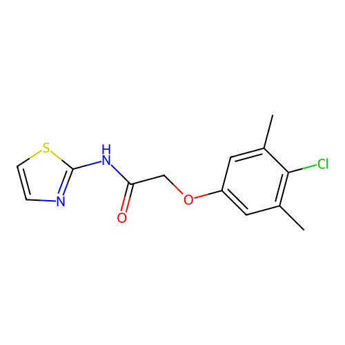 2-(4-chloro-3,5-dimethylphenoxy)-N-(1,3-thiazol-2-yl)acetamide structure