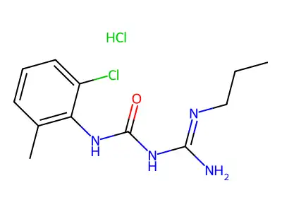 Urea, 1-(2-chloro-6-methylphenyl)-3-propylamidino-, hydrochloride structure