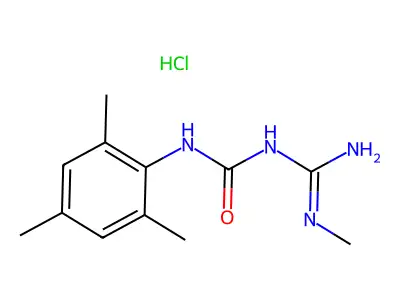 Urea, 1-mesityl-3-methylamidino-, hydrochloride structure