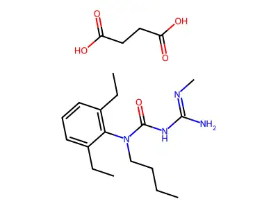 Urea, N-butyl-N-(2,6-diethylphenyl)-N'-(imino(methylamino)methyl)-, butanedioate (1:1) structure