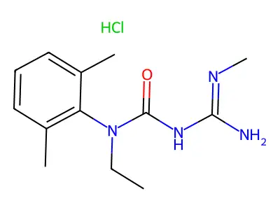 Urea, 1-ethyl-3-methylamidino-1-(2,6-xylyl)-, hydrochloride structure