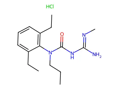 Urea, 1-(2,6-diethylphenyl)-3-methylamidino-1-propyl-, hydrochloride structure