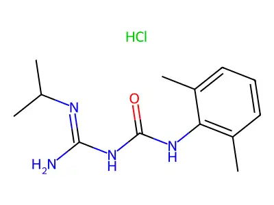 Urea, 1-(2,6-dimethylphenyl)-3-isopropylamidino-, hydrochloride structure